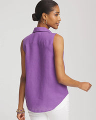 Chico's Women | No Iron™ Linen Tie-Front Sleeveless Shirt PLUM SHADE