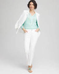 Chico's Women | Floral Soutache V-Neck Blouse TEAL WATERS