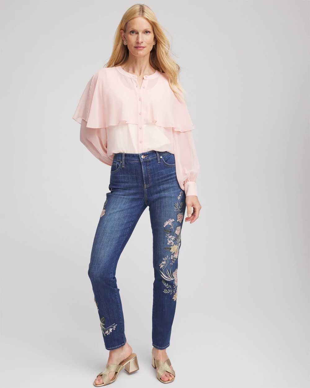 Chico's Women | Georgette Cape Blouse ROSE SMOKE