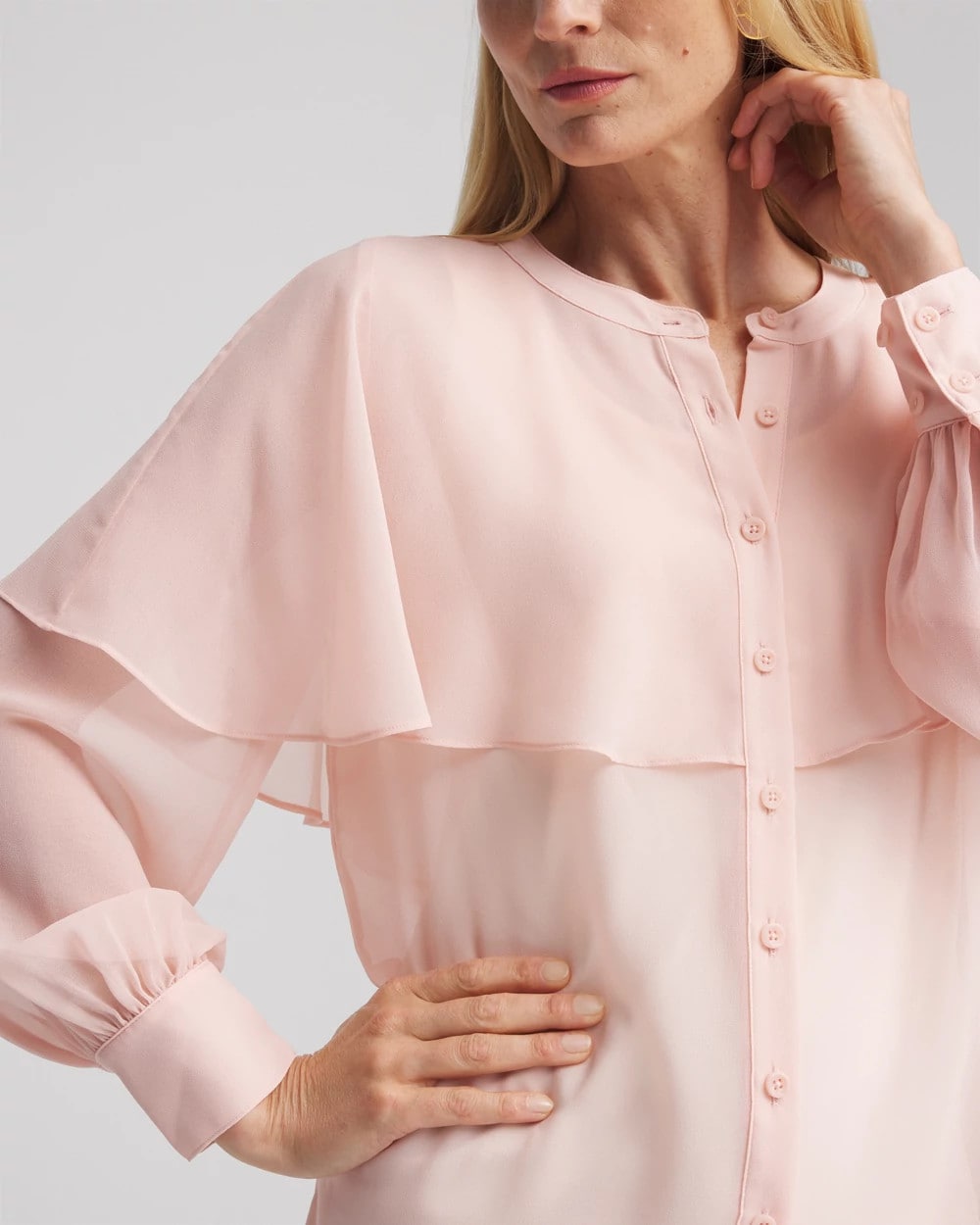 Chico's Women | Georgette Cape Blouse ROSE SMOKE