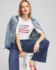 Chico's Women | Flag Embellished Knit Tee ALABASTER