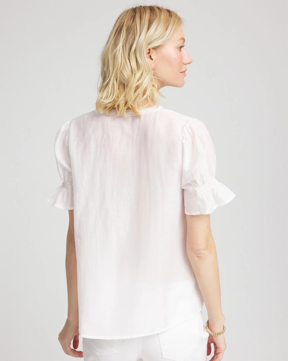 Chico's Women | Pleated Cotton-Silk Shirt ALABASTER