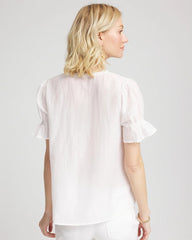 Chico's Women | Pleated Cotton-Silk Shirt ALABASTER