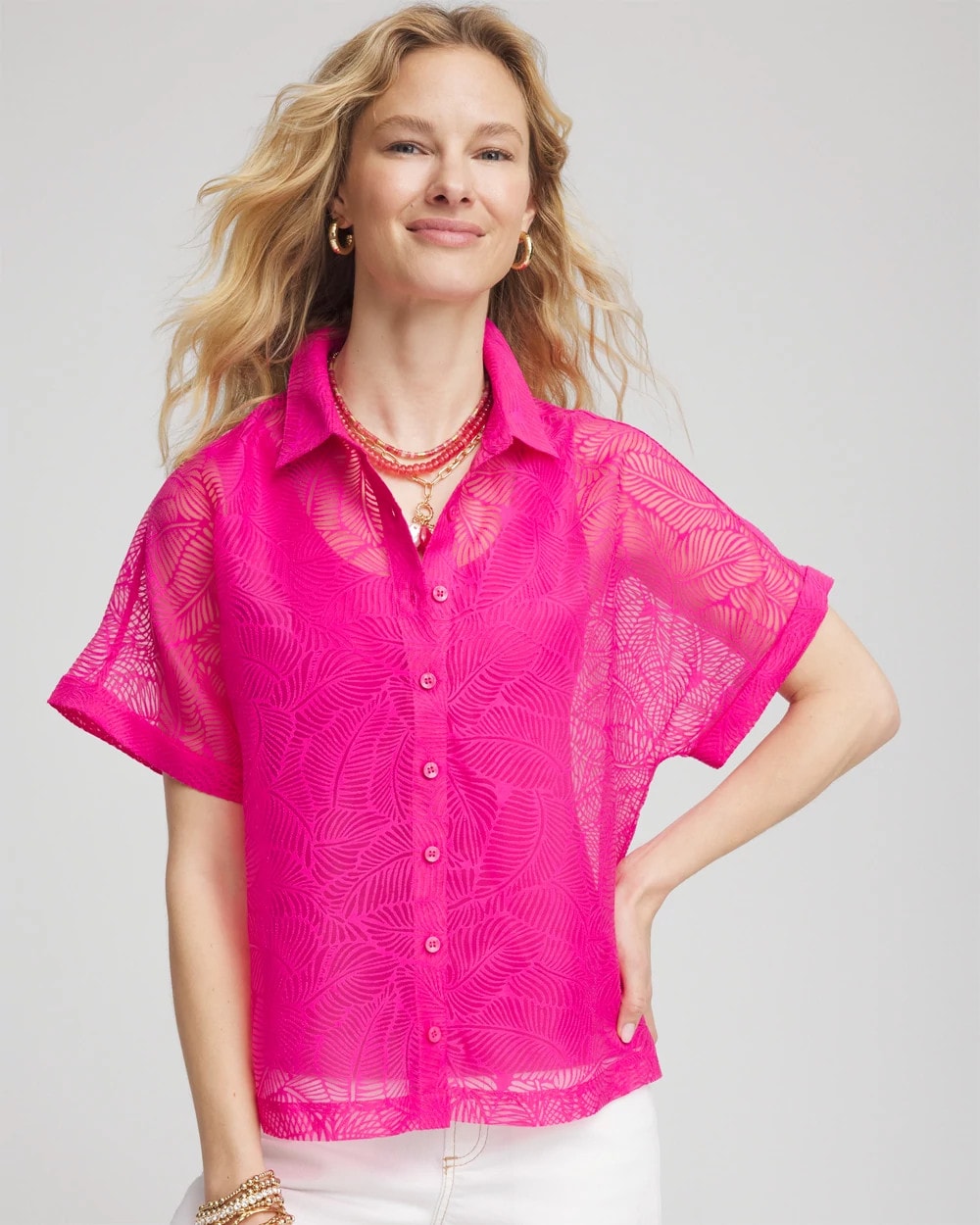 Chico's Women | Deco Burnout Shirt CRUSHED BERRIES
