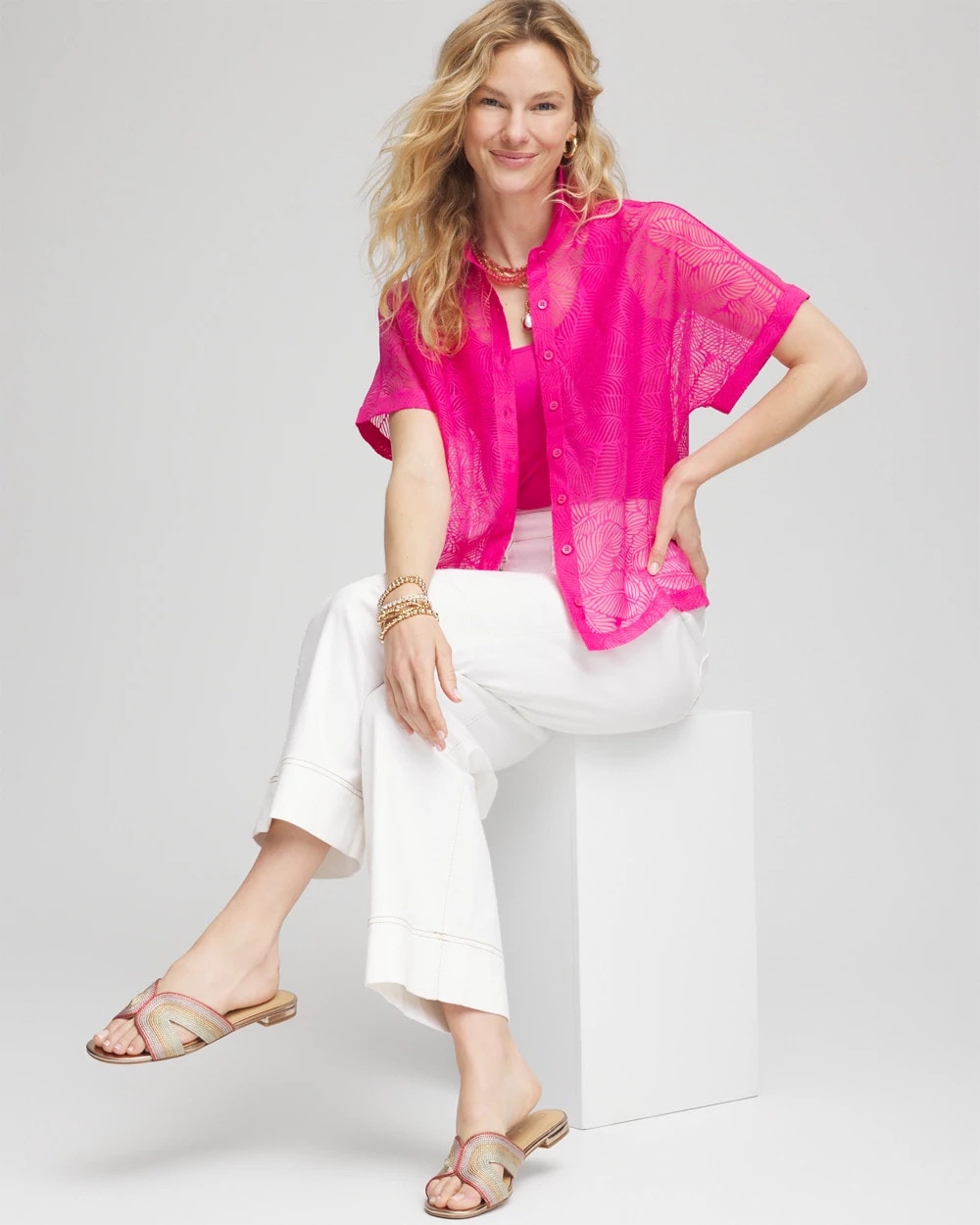 Chico's Women | Deco Burnout Shirt CRUSHED BERRIES