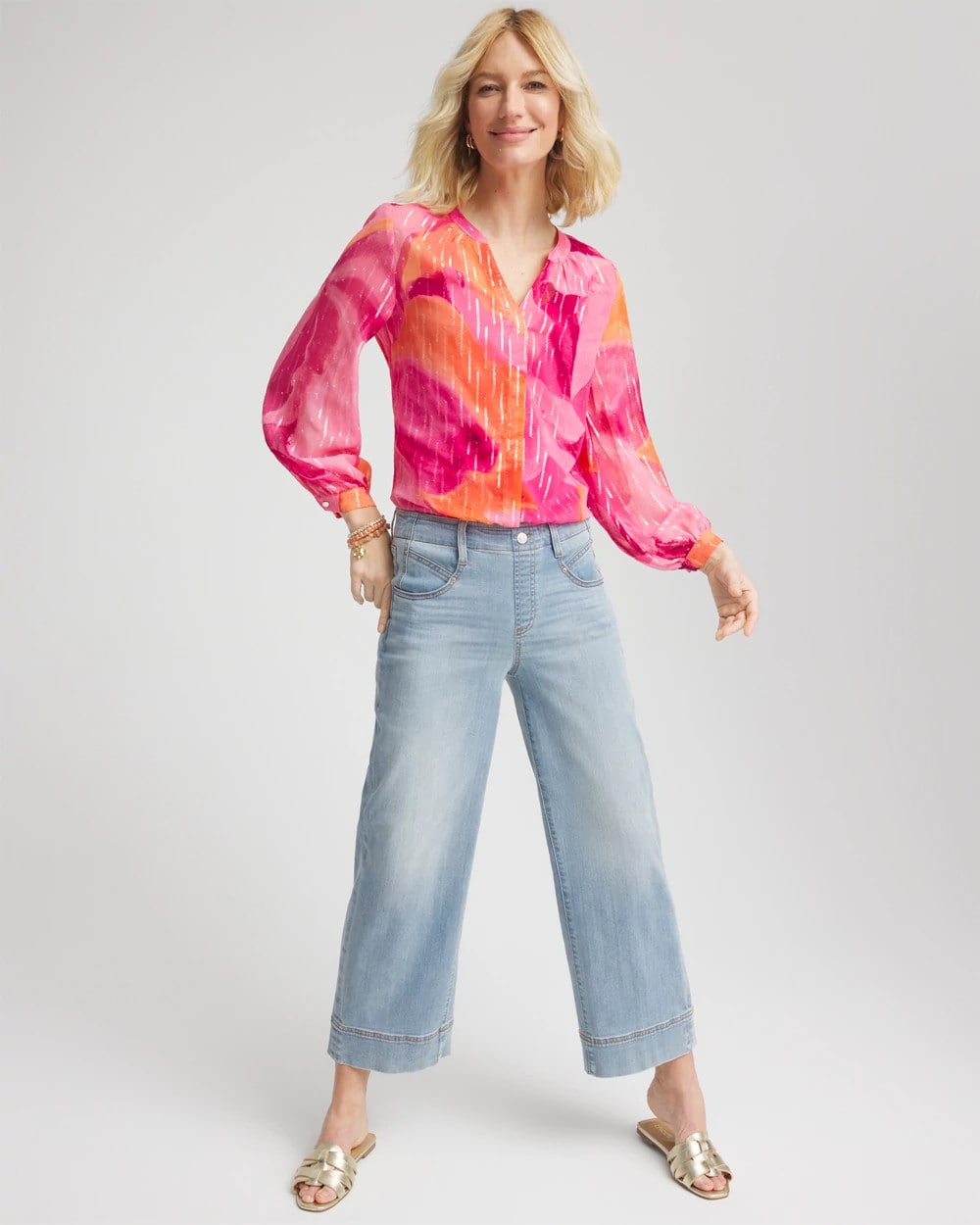 Chico's Women | Watercolor Classic Fit Chiffon Blouse CRUSHED BERRIES