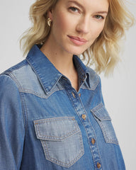 Chico's Women | Tencel™ Colorblock Classic-Fit Shirt BAILEY INDIGO