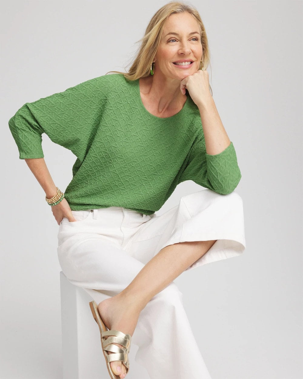 Chico's Women | Textured Wedge Top SALTED LIME