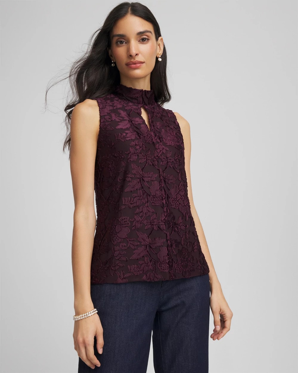 Chico's Women | Burnout Mockneck Tank NIGHT BLOOM