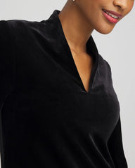 Chico's Women | Travelers™ Velvet V-Neck Kimono Sleeve Top TRAVELERS BLACK