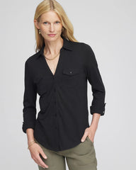 Chico's Women | Collared Henley Shirt BLACK