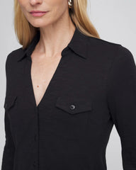 Chico's Women | Collared Henley Shirt BLACK
