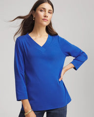 Chico's Women | Pima Cotton 3/4 Sleeve Tee COBALT STONE
