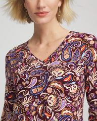 Chico's Women | Paisley Touch of Cool™ V-Neck Layering Tee DEEP CHIANTI