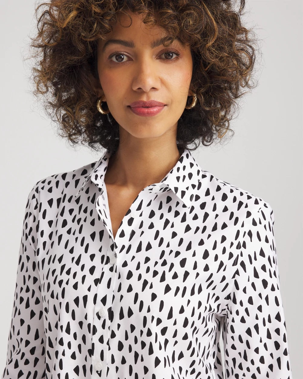 Chico's Women | No Iron™ Polka Dot  Shirt OPTIC WHITE