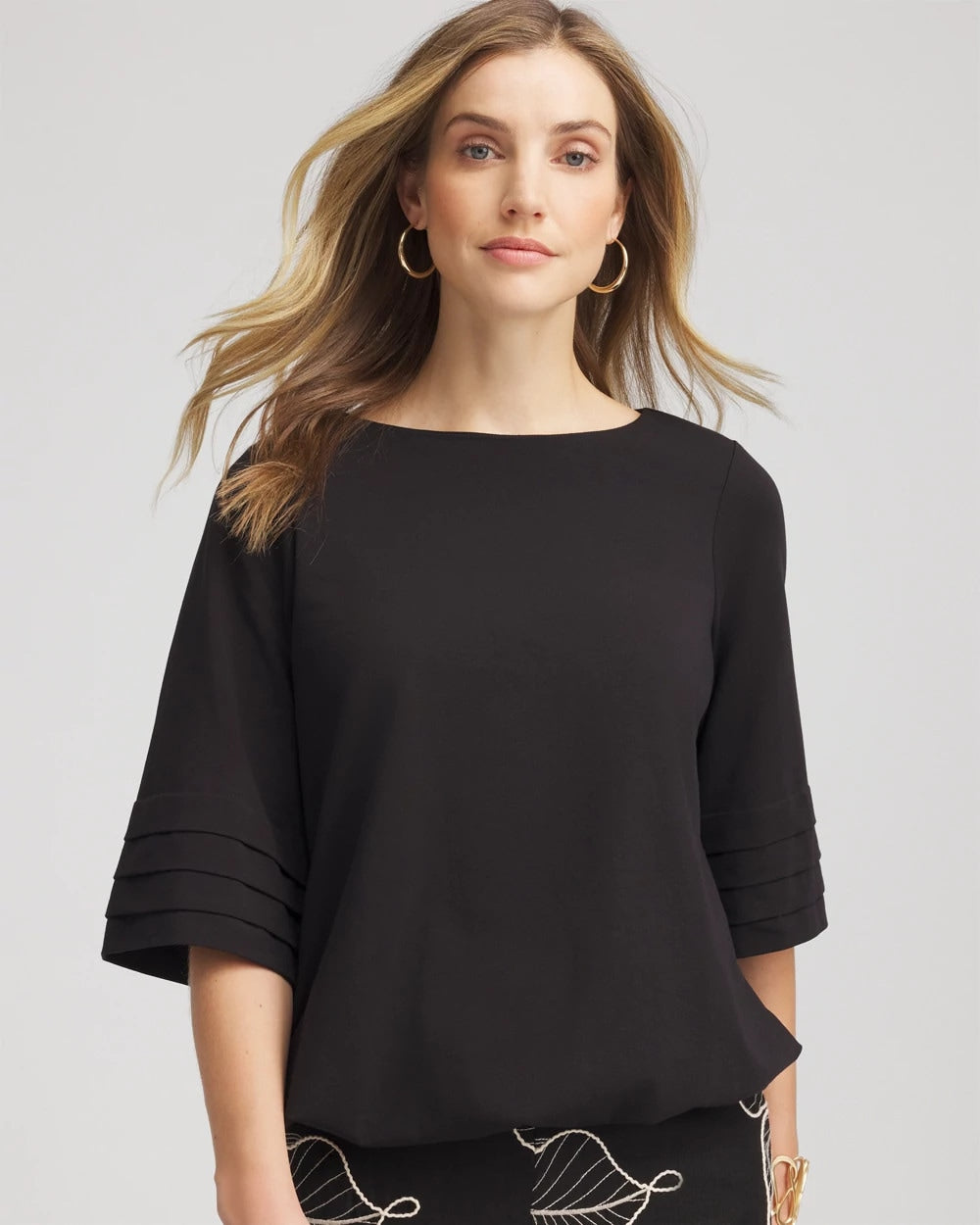 Chico's Women | Boatneck Bubble-Hem Top BLACK