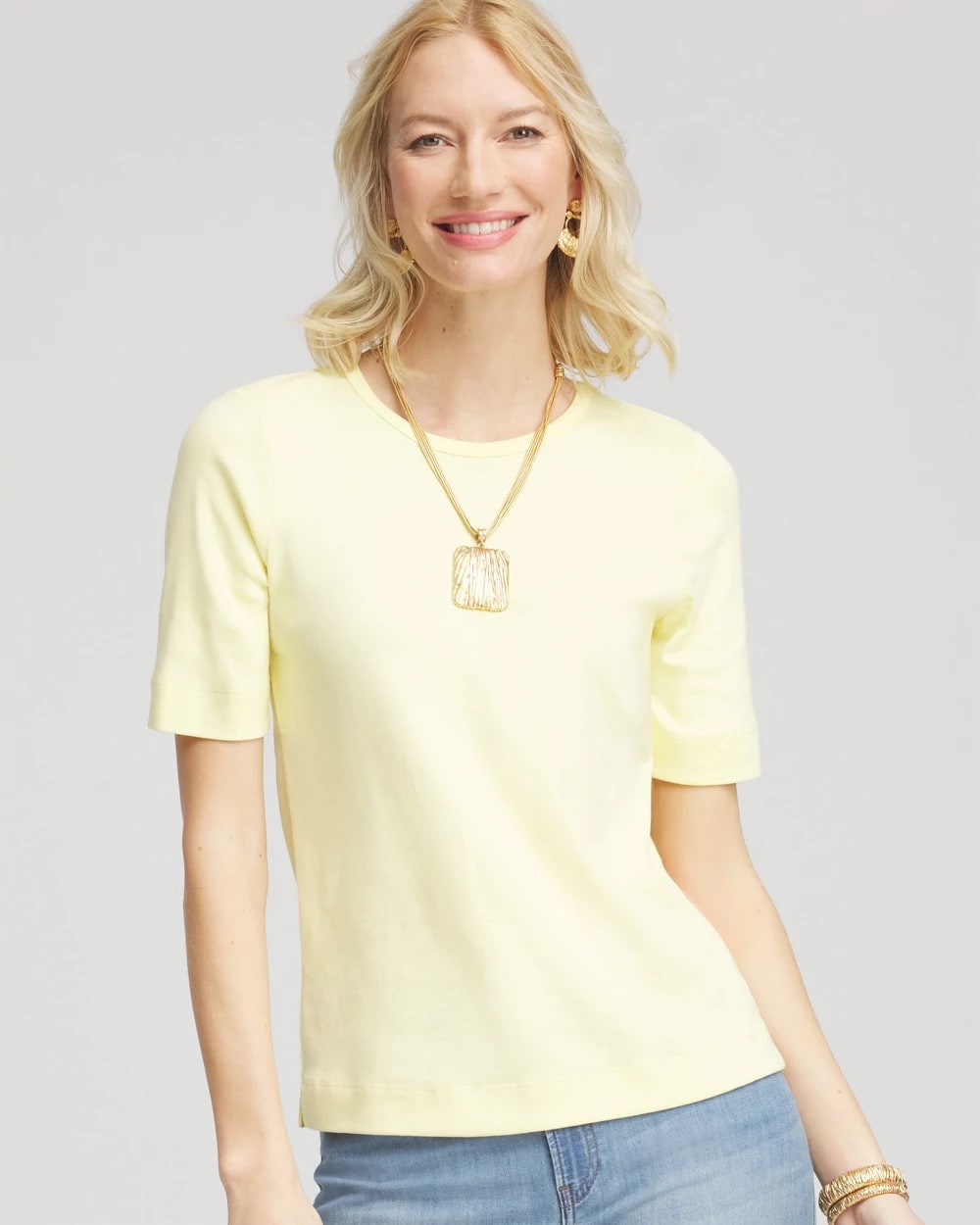 Chico's Women | Classic Fit Pima Cotton Tee BRIGHT YELLOW