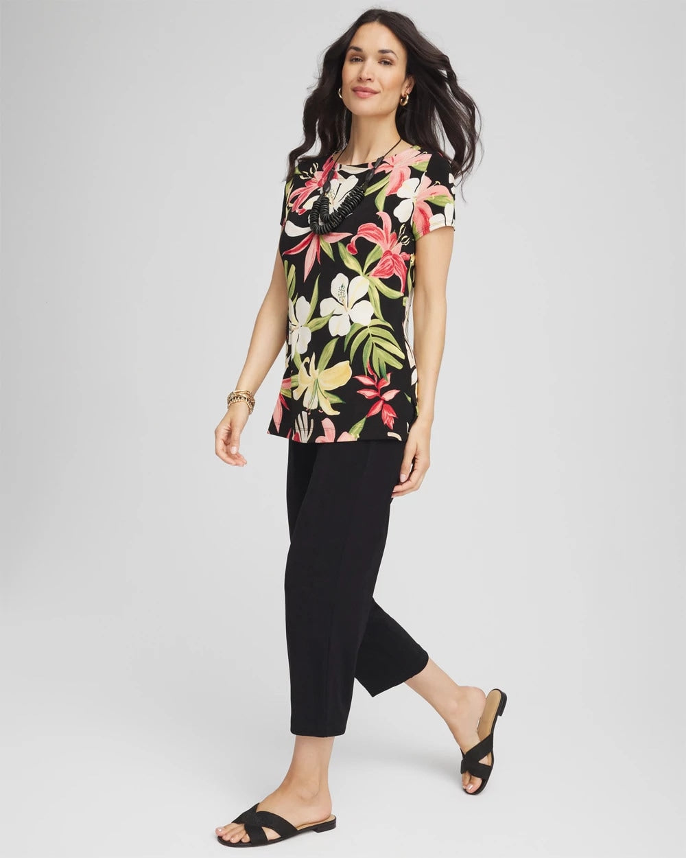 Chico's Women | Travelers™ Tropical-Lily Tunic GOLDEN CHAMOIS