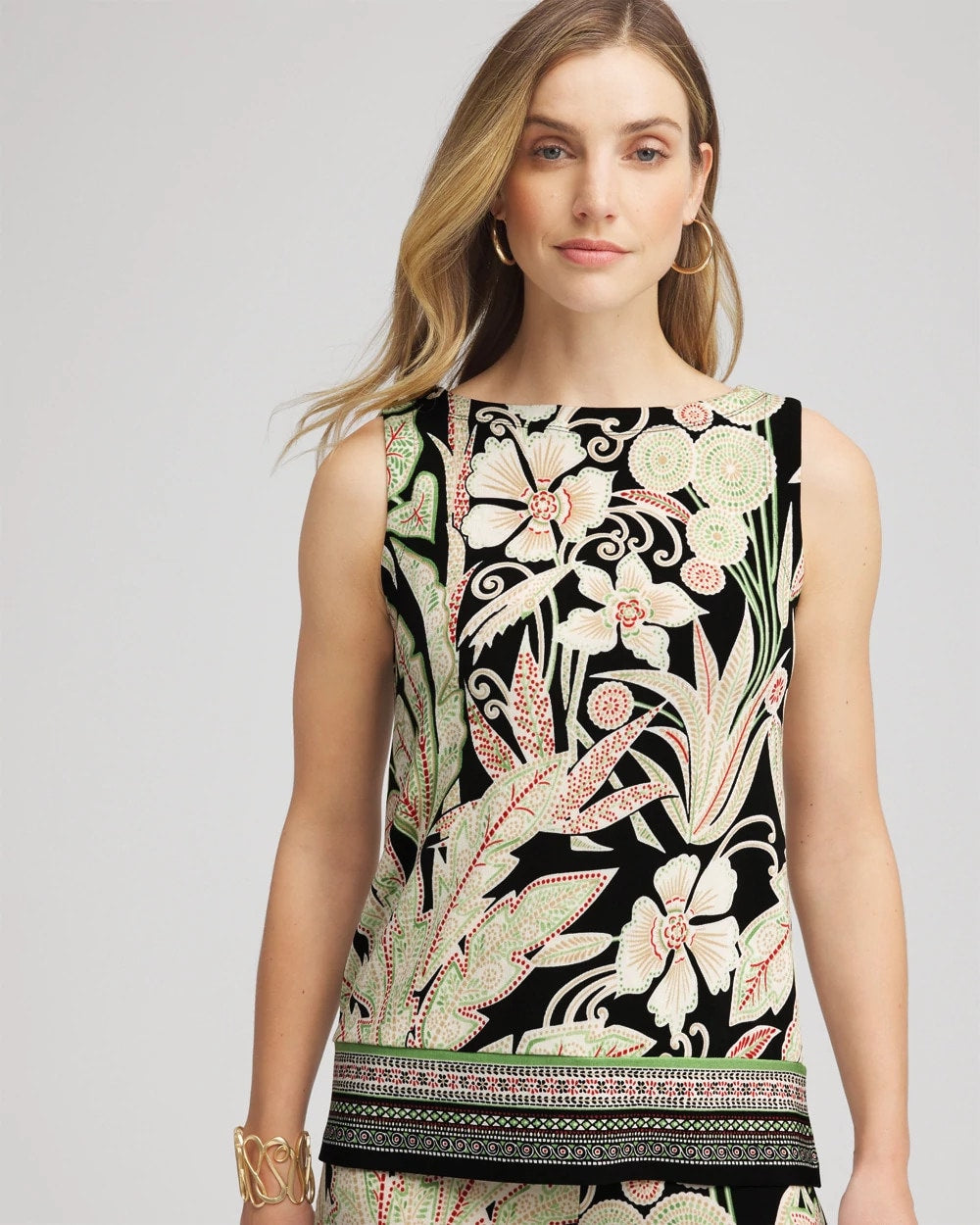Chico's Women | Travelers™ Island-Motif Side-Slit Tank SALTED LIME