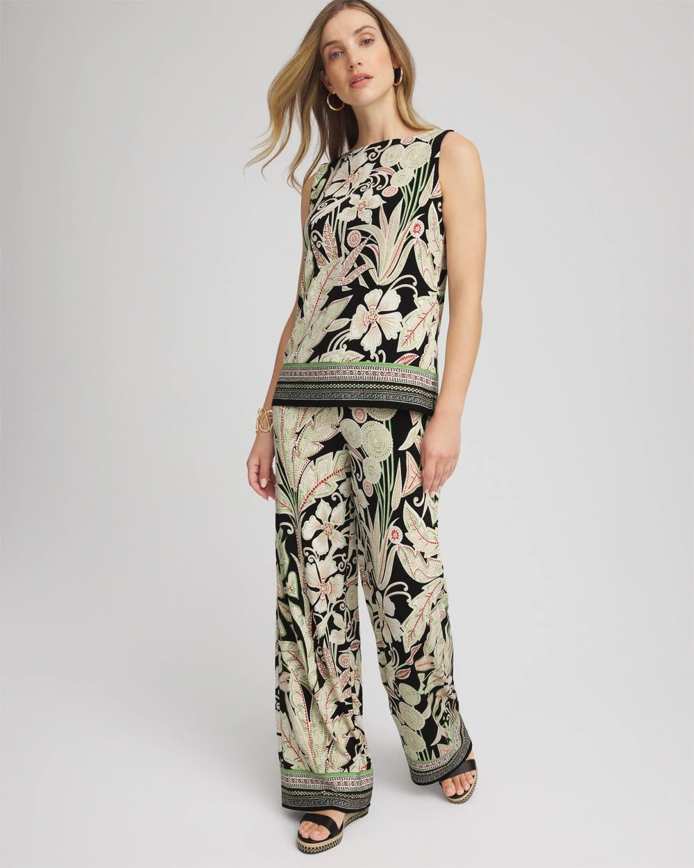 Chico's Women | Travelers™ Island-Motif Side-Slit Tank SALTED LIME