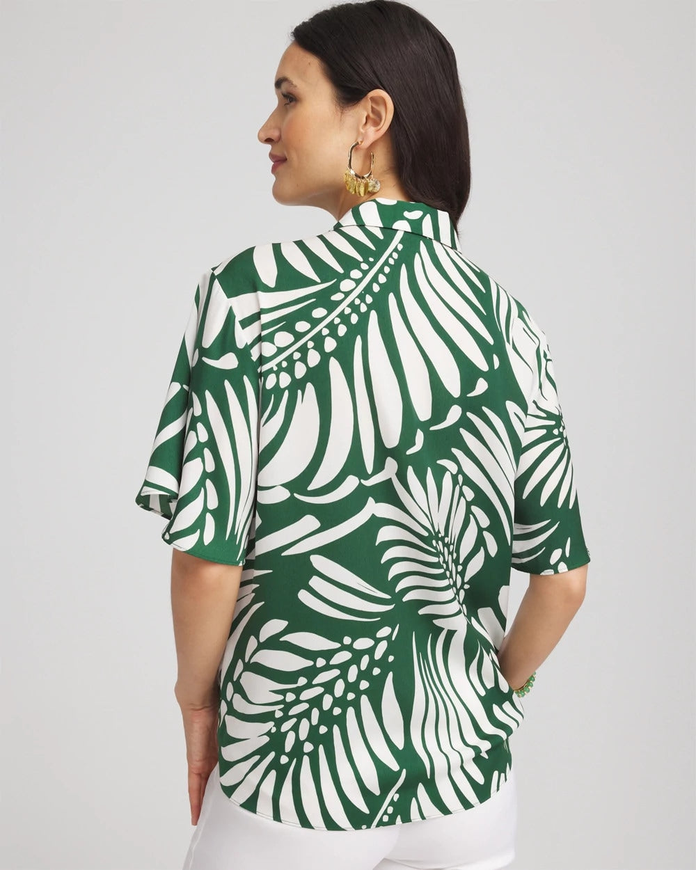 Chico's Women | Palm Print Tie-Front Silky Top PALM LEAF