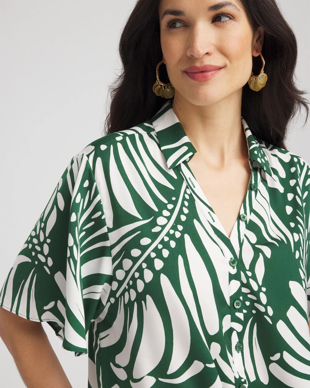Chico's Women | Palm Print Tie-Front Silky Top PALM LEAF