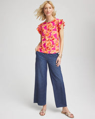 Chico's Women | Touch of Cool™ Tropical Flutter Sleeve Tee CRUSHED BERRIES