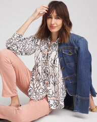 Chico's Women | Faux Silk Floral Collared Shirt FRENCH BLUSH