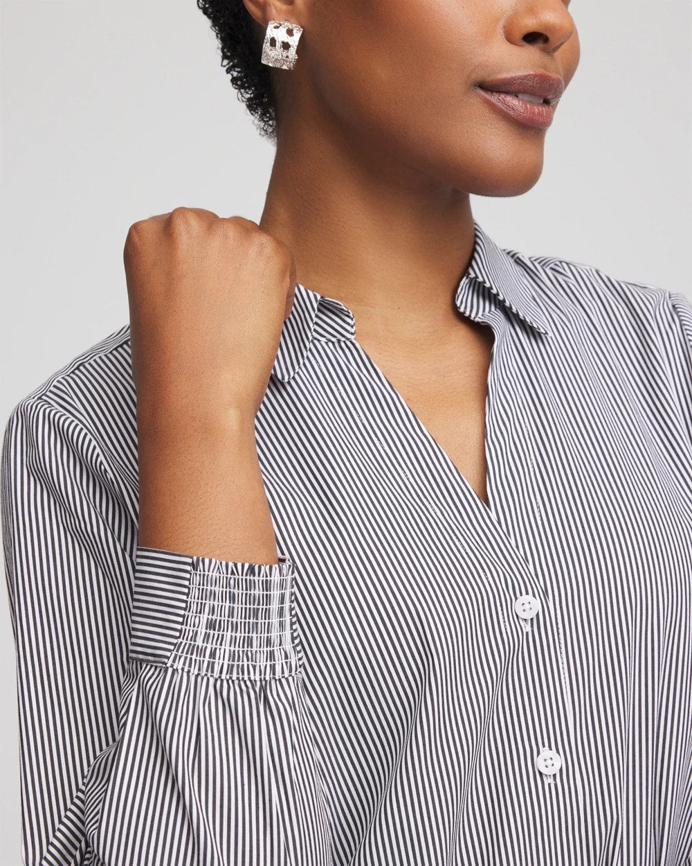 Chico's Women | Poplin Stripe Shirt BLACK