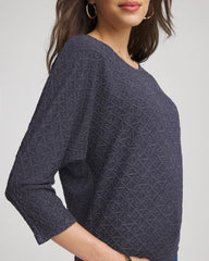 Chico's Women | Textured Denim-Motif Tapered-Hem Top DENIM
