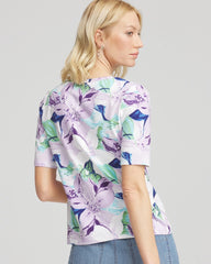 Chico's Women | Lily Print V-Neck Perfect Tee ALABASTER