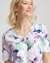 Chico's Women | Lily Print V-Neck Perfect Tee ALABASTER