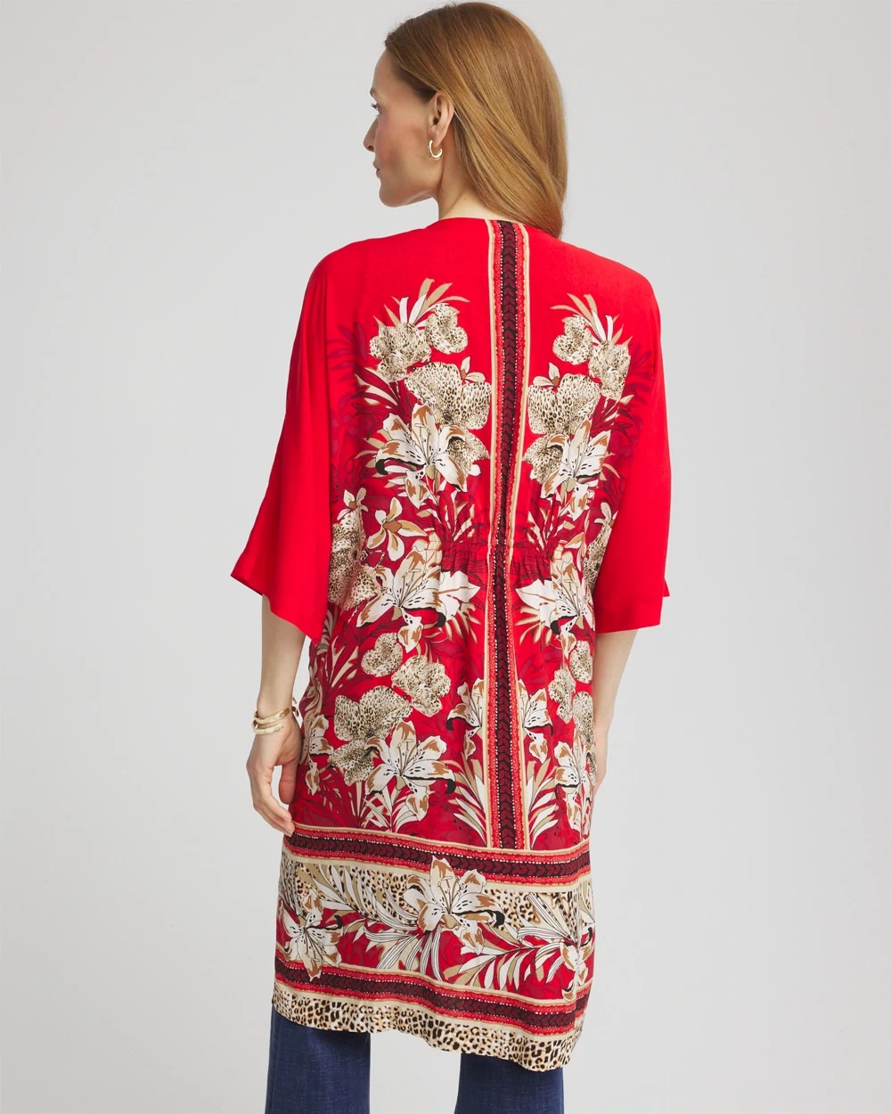 Chico's Women | Art Nouveau Long Kimono RED GLOW