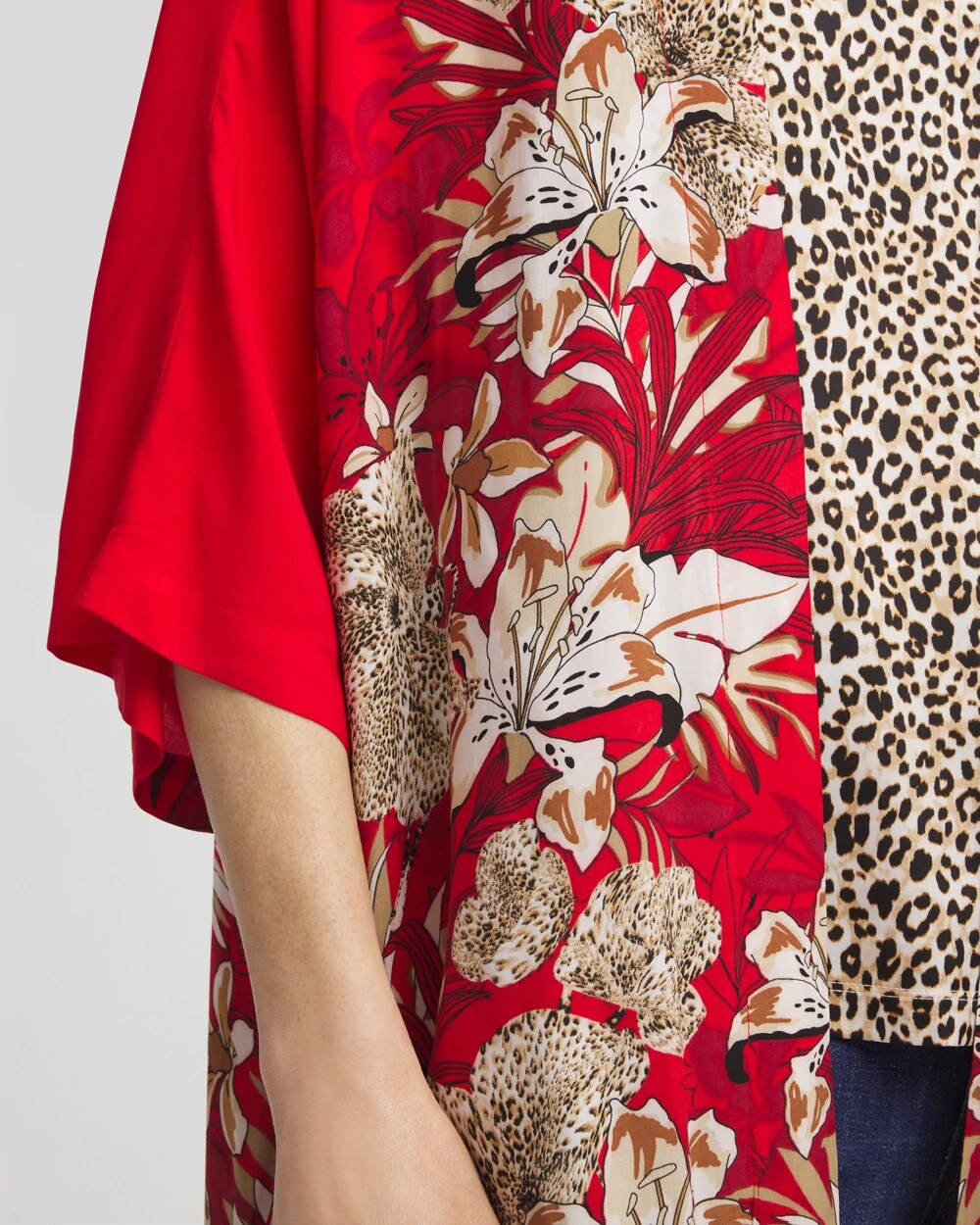 Chico's Women | Art Nouveau Long Kimono RED GLOW