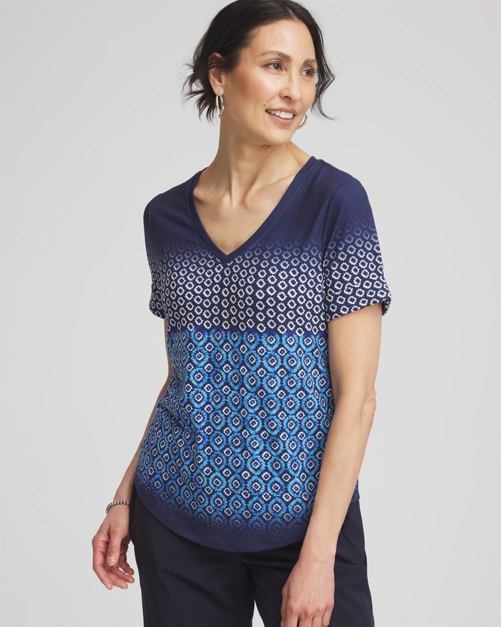 Chico's Women | Zenergy® Graphic Ombre V-Neck Tee RICH COBALT