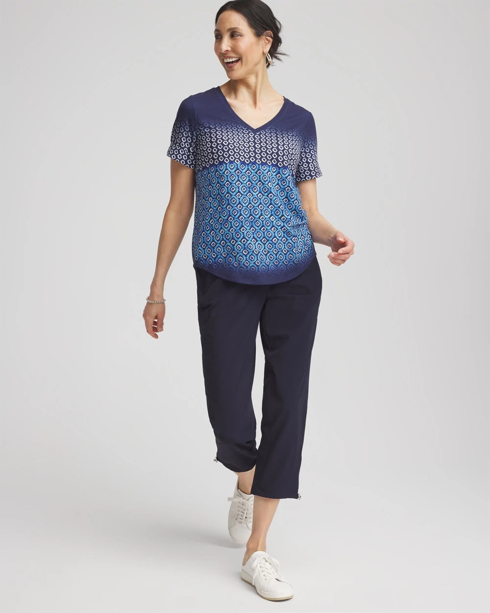 Chico's Women | Zenergy® Graphic Ombre V-Neck Tee RICH COBALT