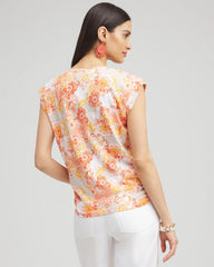 Chico's Women | Floral Knot Front Tee SMOKEY TAUPE