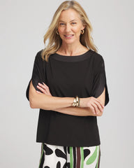 Chico's Women | Jersey & Satin Dolman Tee BLACK