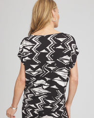 Chico's Women | Travelers™ Crinkled Knit Geo-Print Top BLACK