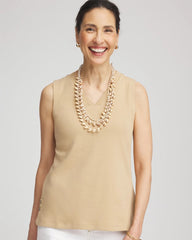 Chico's Women | Sleeveless V-Neck Button Tank CAFE AROMA