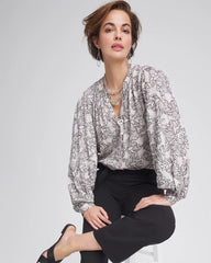 Chico's Women | Crepe Embroidered Blouse SMOKEY TAUPE
