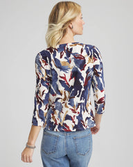 Chico's Women | Printed Textured Scoopneck Cardigan ECRU