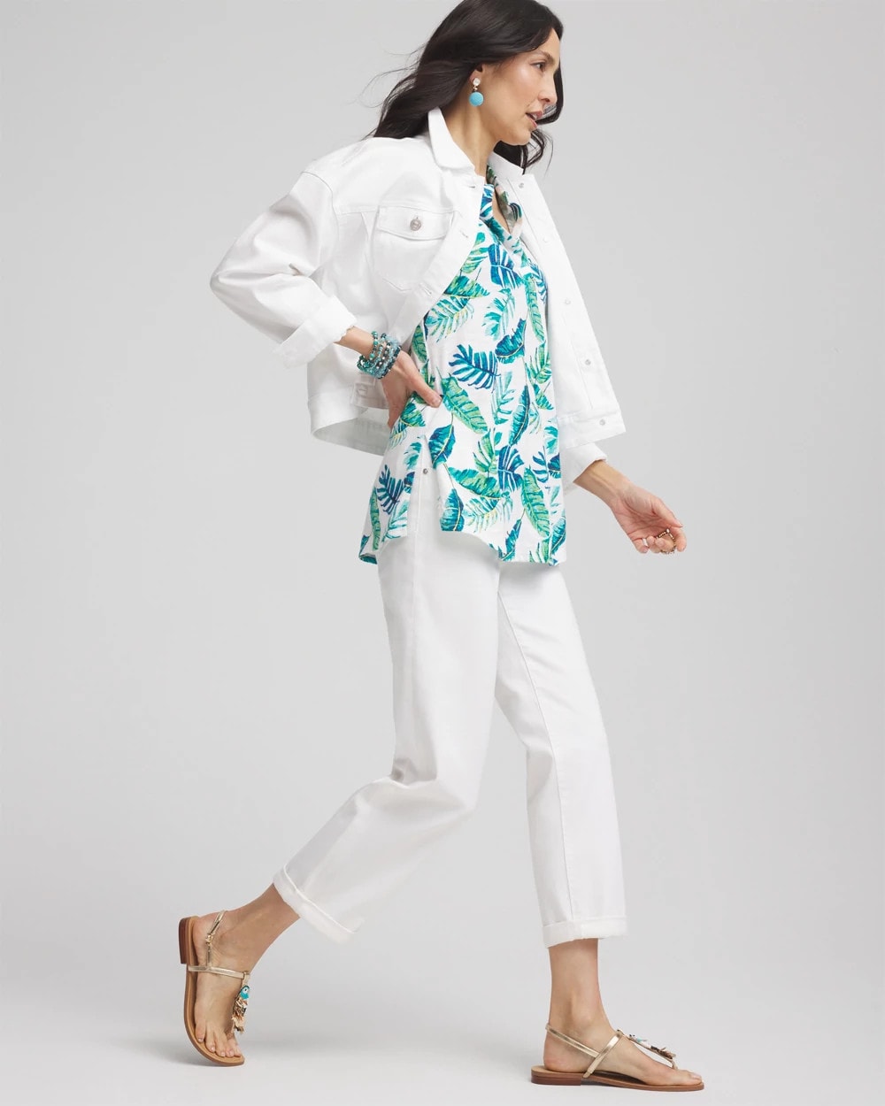 Chico's Women | Island Slub Sleeveless Collared Tunic ALABASTER