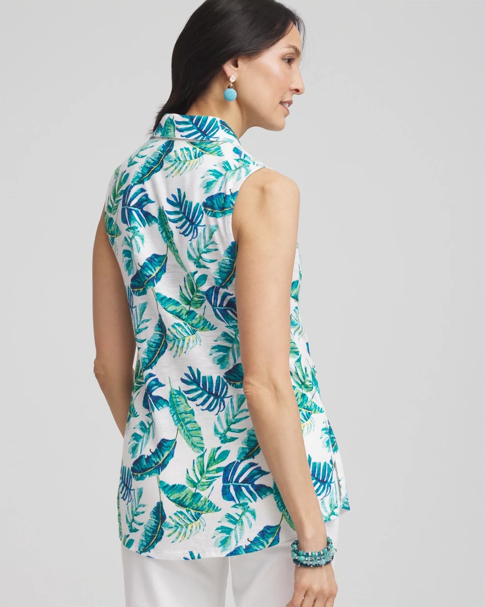 Chico's Women | Island Slub Sleeveless Collared Tunic ALABASTER