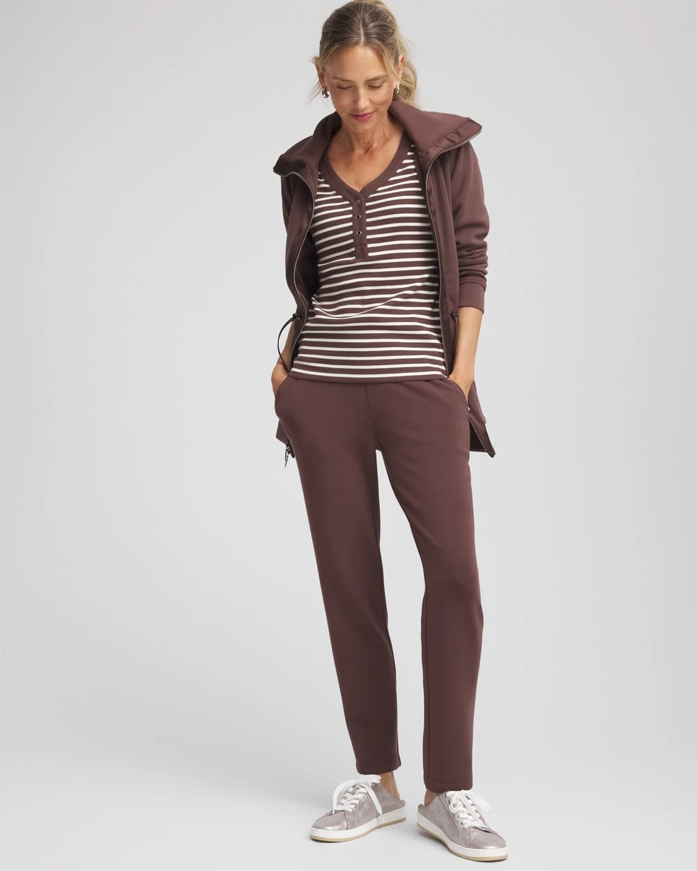 Zenergy® Ribbed Striped Henley Tee