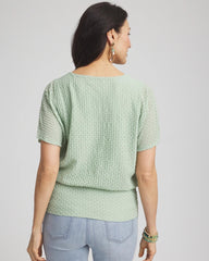 Chico's Women | Jacquard Banded Hem Top MOROCCAN MINT