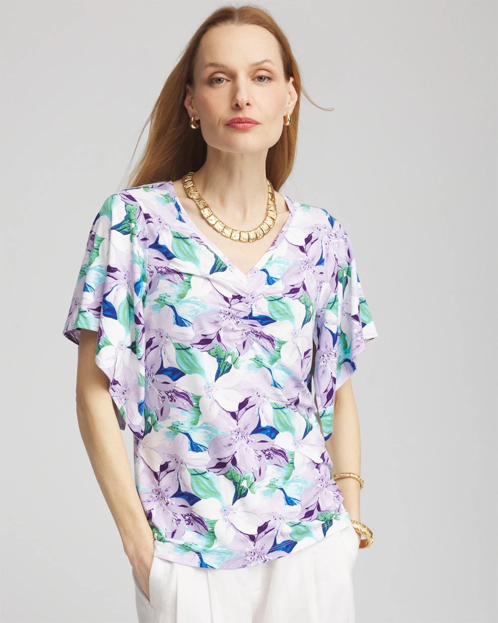 Touch of Cool™ Lily Handkerchief-Sleeve V-Neck Tee