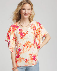 Chico's Women | Touch of Cool™ Handkerchief-Sleeve V-Neck Tee SUNSET PEACH
