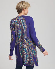 Chico's Women | Ella Peacock-Print Cardigan Sweater DARK COBALT