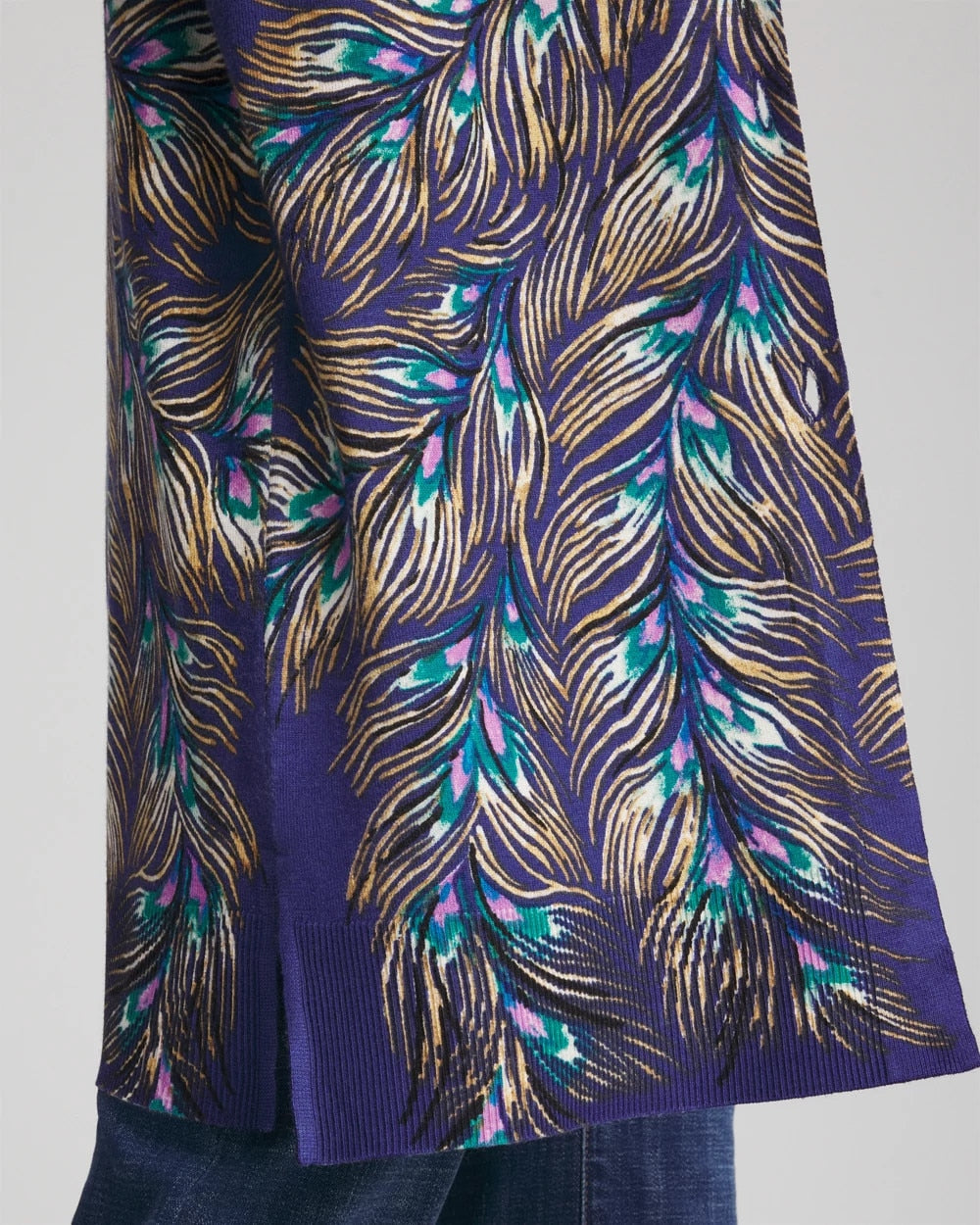 Chico's Women | Ella Peacock-Print Cardigan Sweater DARK COBALT